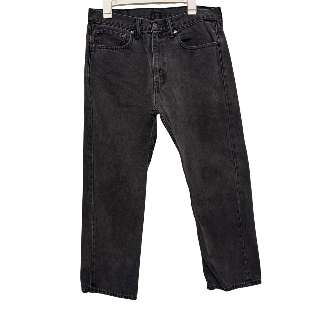 Levi's 505 Mens 34 x 29 Regular Fit Jeans Black Wash Denim Pants Classic